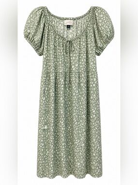 Universal Thread Green and White Floral Smocked Dress